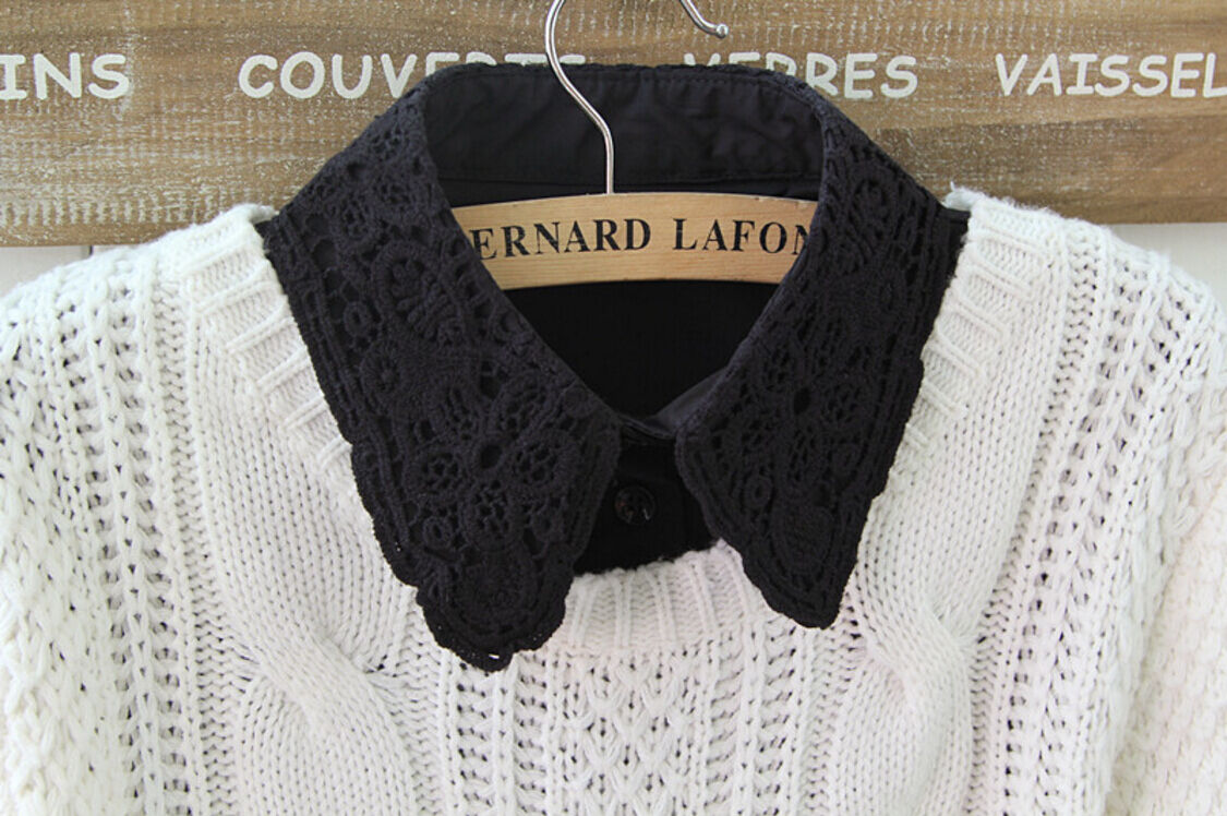 Choker Necklace Unisex Women Peter Pan Detachable Lapel Shirt Fake False Collar