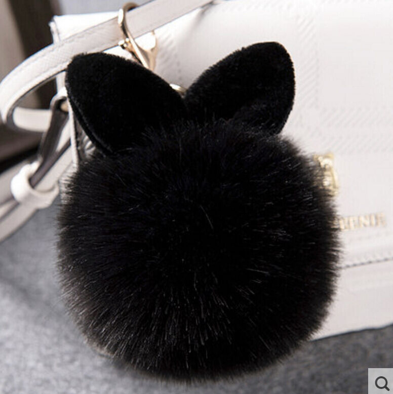 Rabbit Fur Ball/Rabbit Ear PomPom Cell Phone Car Pendant Handbag Key Chain Ring
