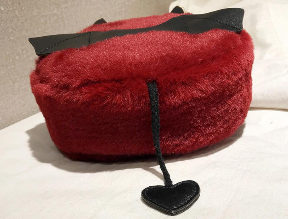 Magik Devil Monster Crossbody Shoulder Bag Faux Fur Fluffy Bat Doll Toys Handbag