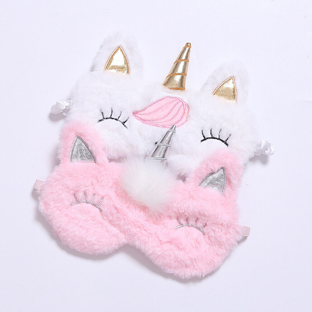 US Unicorn Animal Eye Mask Soft Plush Sleep Masks Sleeping Blindfold Traveling