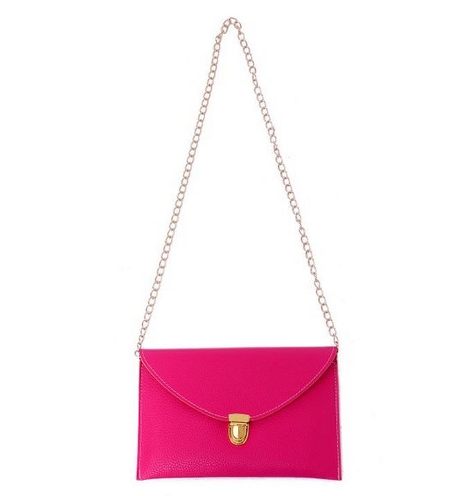 Fashion Leather Envelope Clutch with Drop-in Chain Shoulder Strap