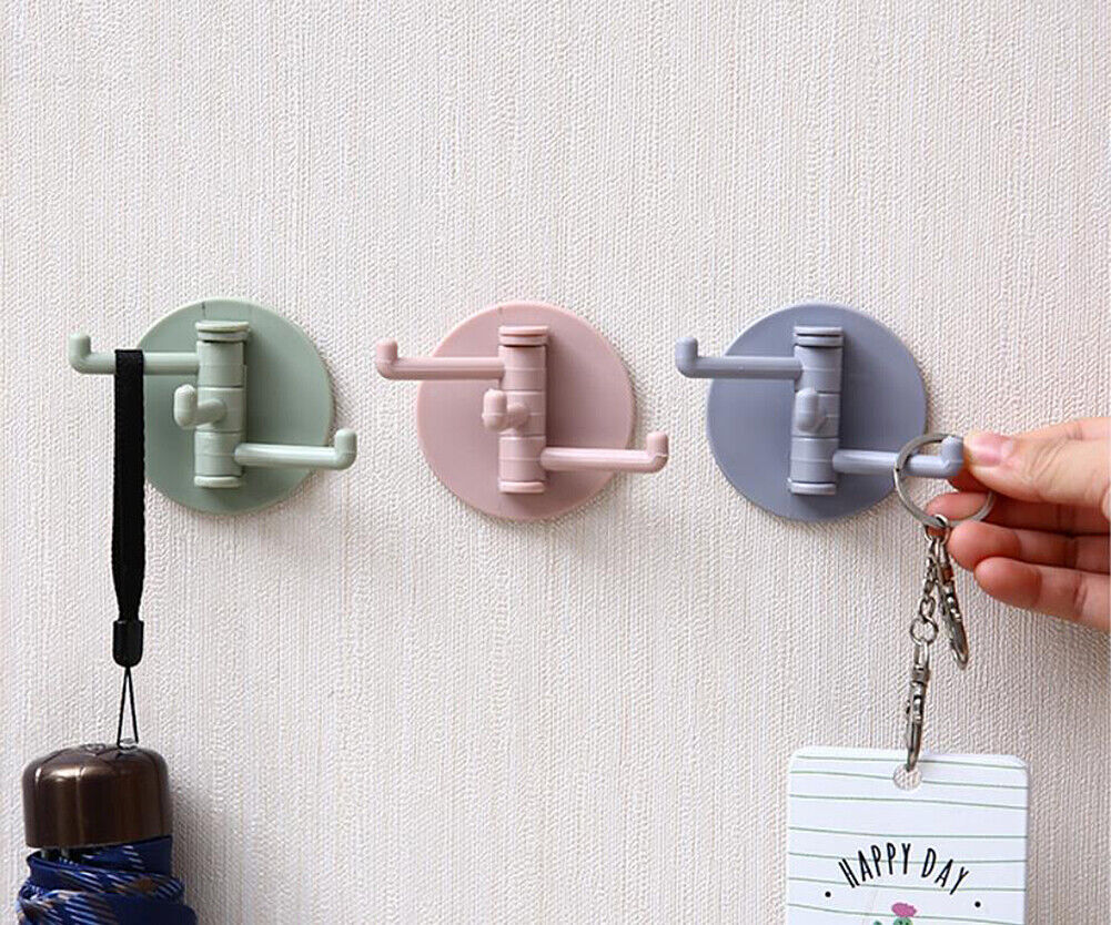 US 12-24PC Colorful 3-Hooks Self-adhesive Wall Hooks Hanger Kitchen Bathroom