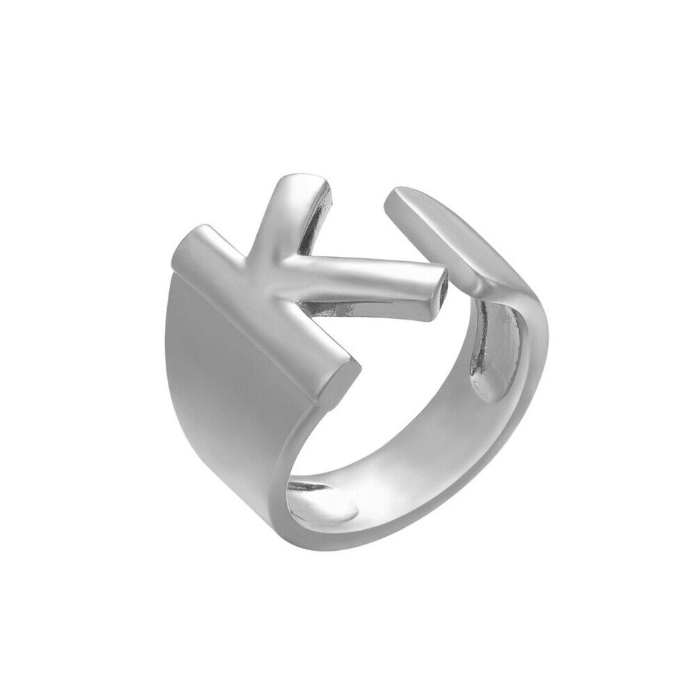 US Alphabet Letter A to Z Resizable Knuckle Ring Initial Gold Silver Letter Ring