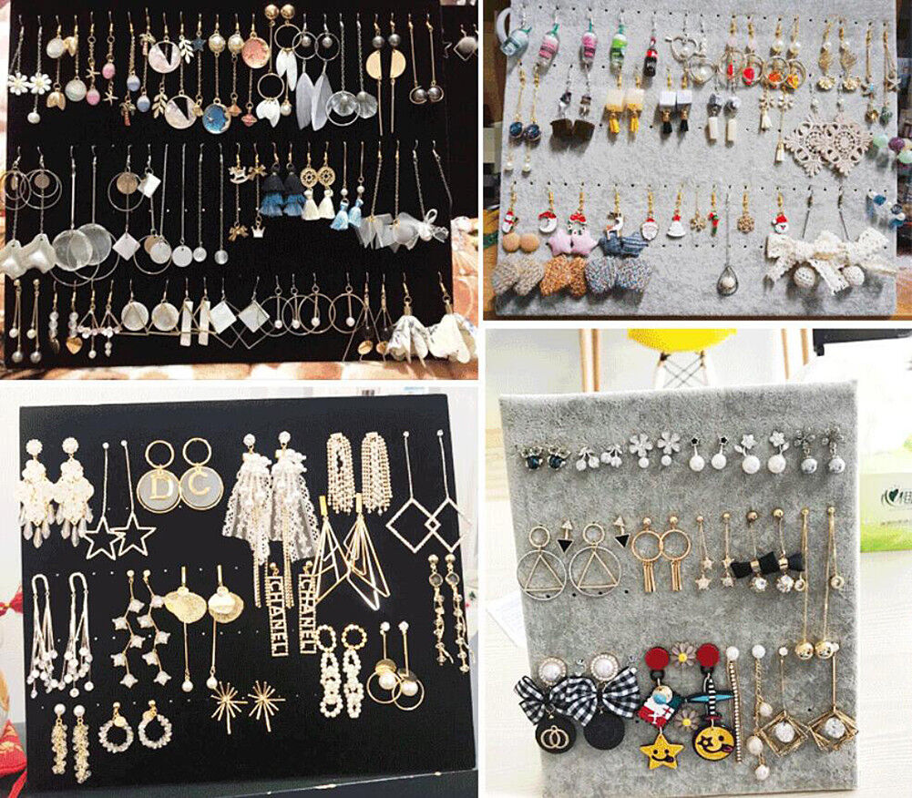 L-Shape Velvet Jewelry Frame Tray Earrings Board Display Counter Rack Organizer