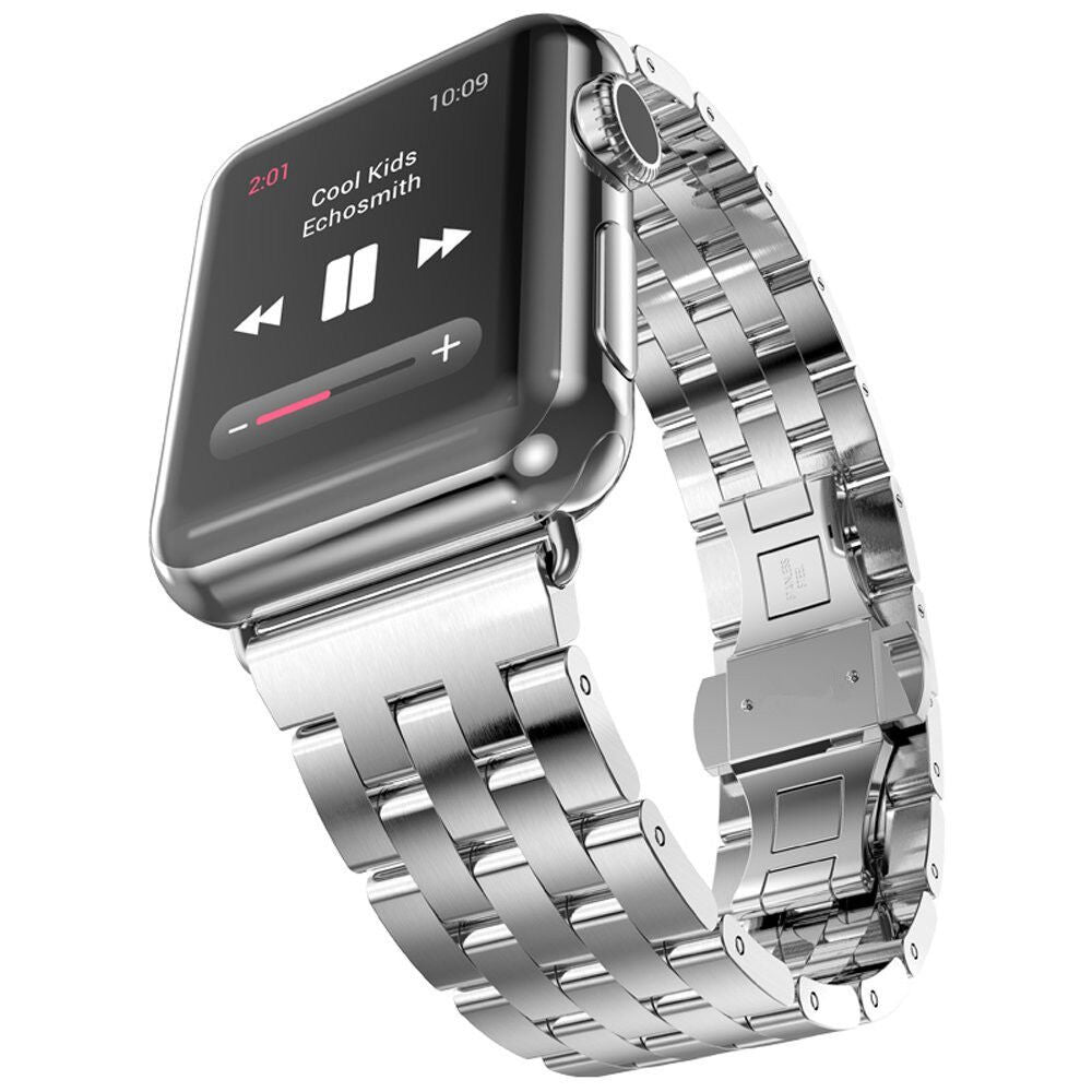 Apple Watch Band, Stainless Steel w/ Double Button Folding Clasp, 42mm