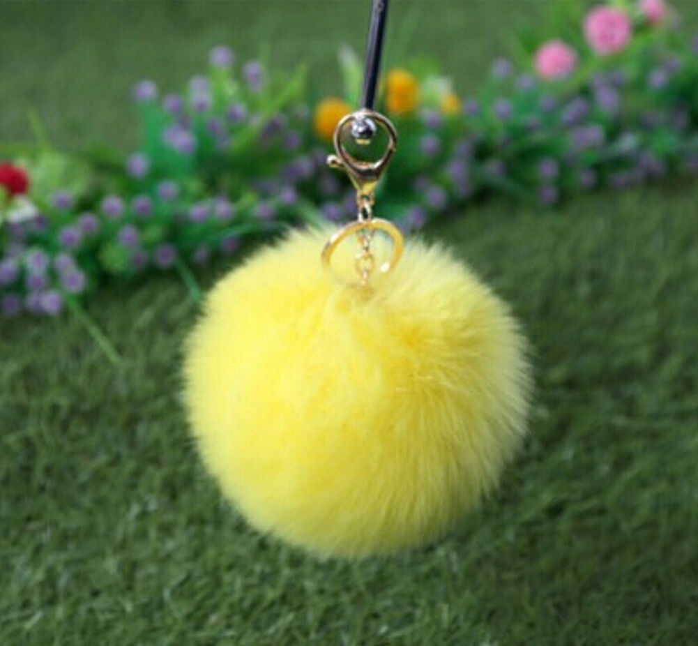 Rabbit Fur Ball/Rabbit Ear PomPom Cell Phone Car Pendant Handbag Key Chain Ring
