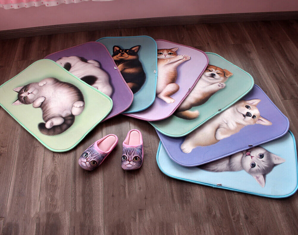 US Cat Dog Non-Slip 3D Doormat Kitchen Bathmat Bedrooms Patio Stair Carpet Mat