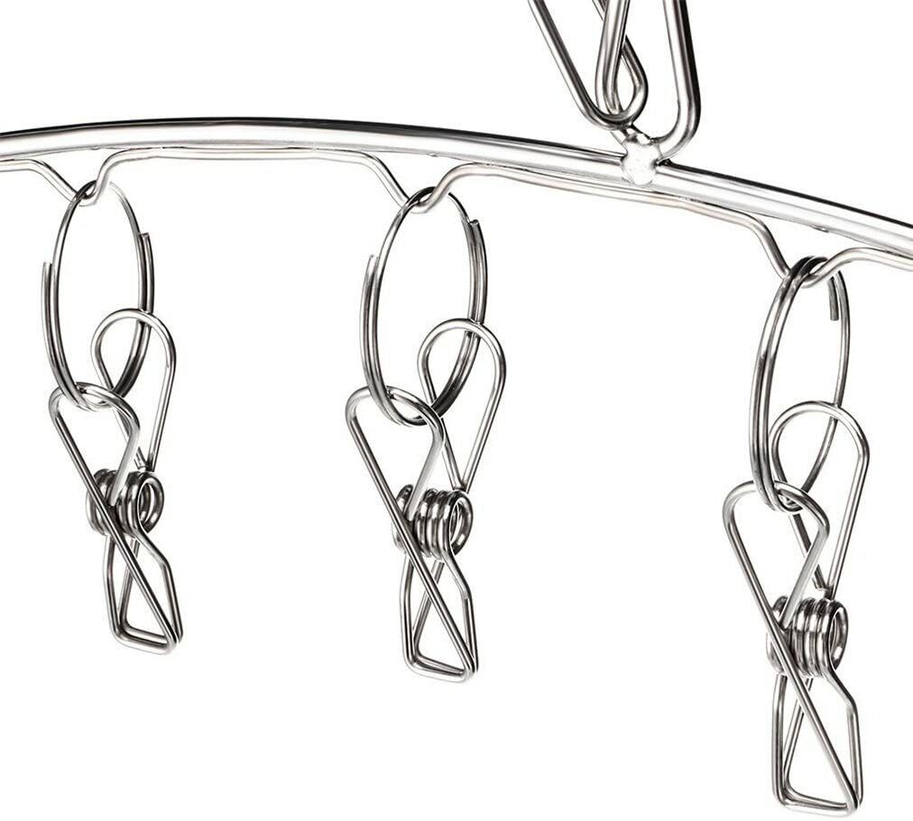 US 3-6 Pack Stainless Steel Laundry Drying Rack Clothes Socks Hanger w/ 10 Clips