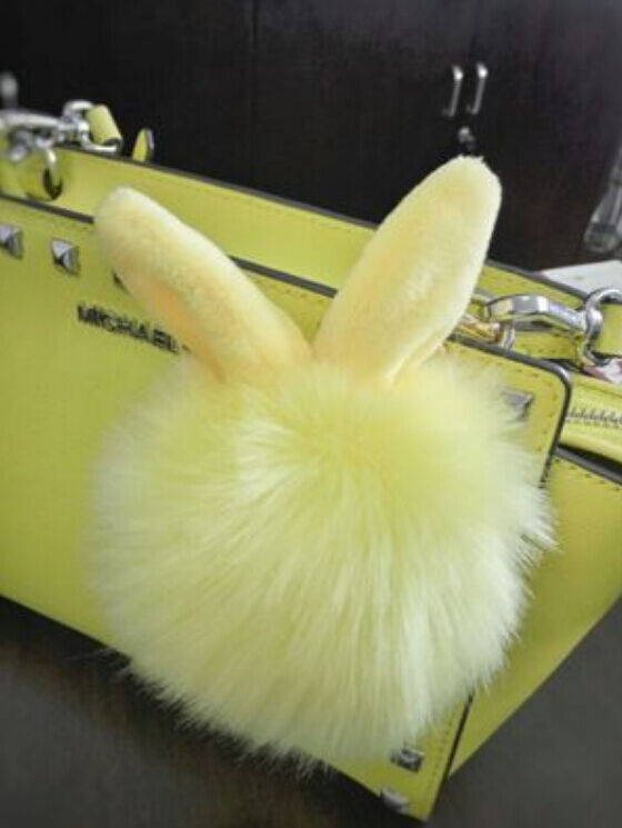 Rabbit Fur Ball/Rabbit Ear PomPom Cell Phone Car Pendant Handbag Key Chain Ring
