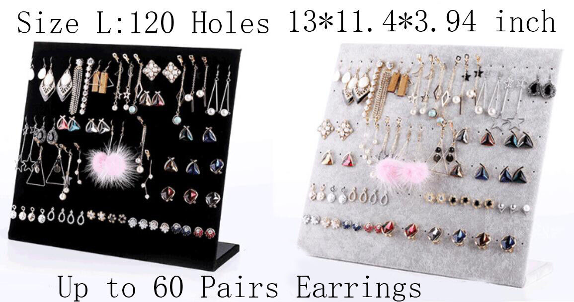 L-Shape Velvet Jewelry Frame Tray Earrings Board Display Counter Rack Organizer