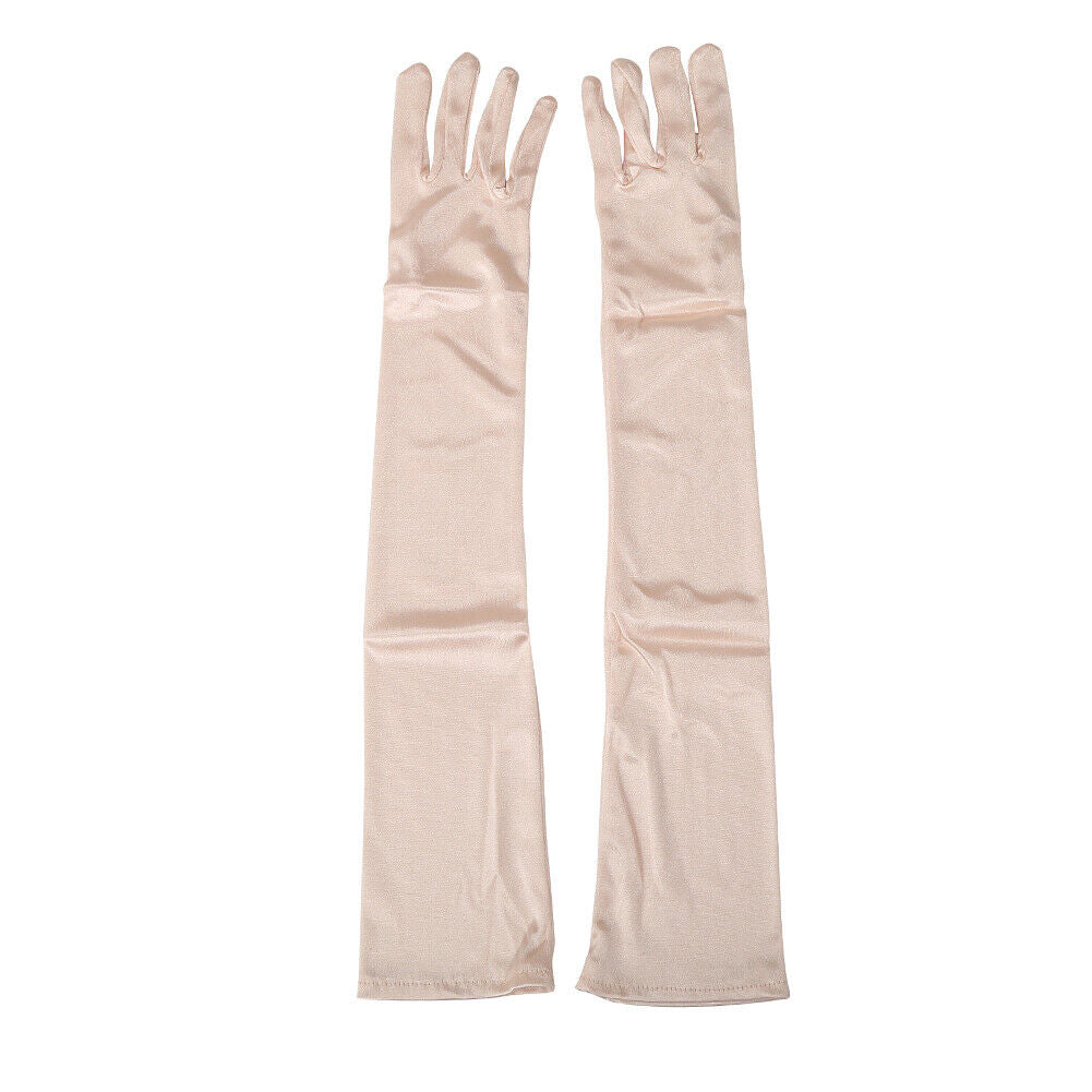 US 20.47'' Satin Evening Gloves Long Party Dance Elbow Arm Length Opera Cosplay