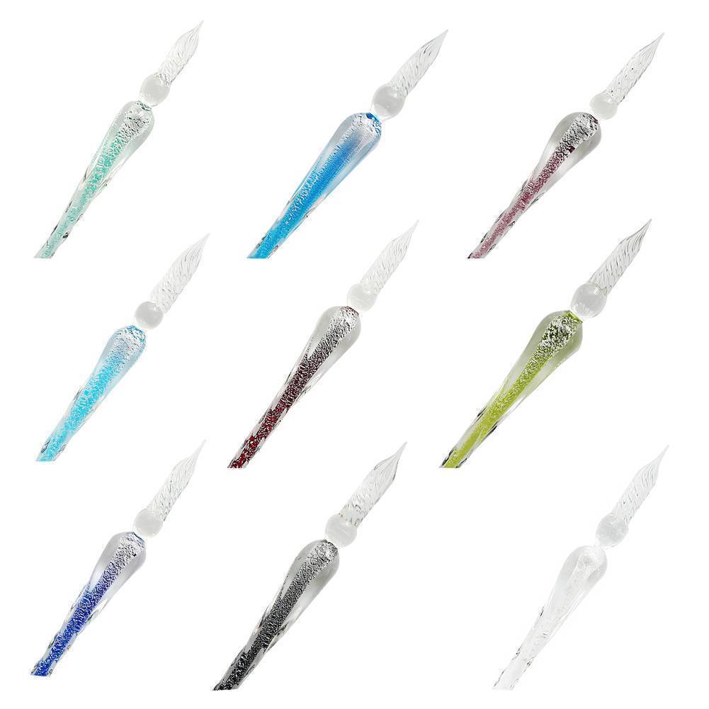 US 3D Glass Signature Pen Nib Elegant Crystal Dip Sign Pen w/ Box Gift Holiday