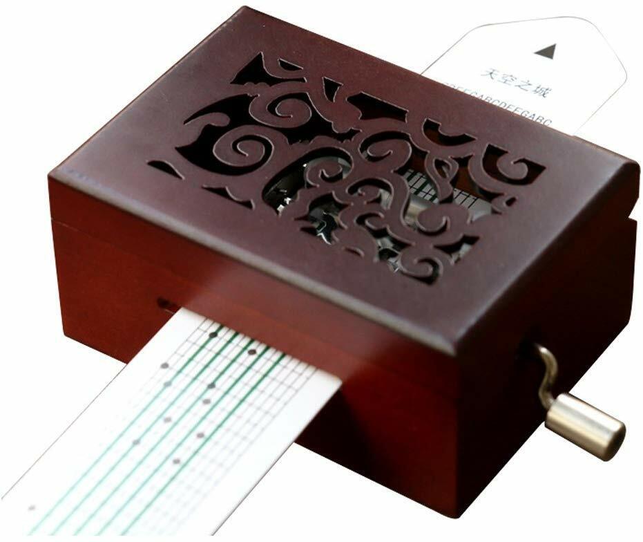US 15-30 Notes Vintage Carved Wood Mechanism DIY Songs Handcrank Music Box Gift