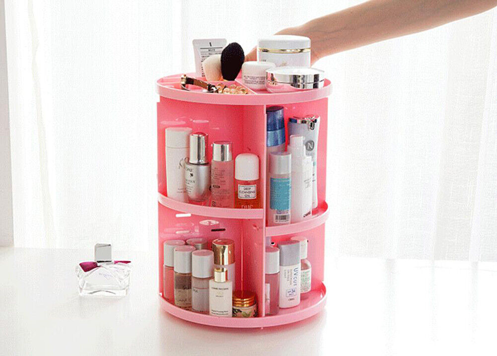 360 Degree Rotating Cosmetic Makeup Organizer Storage Box Lipstick Shelf Display