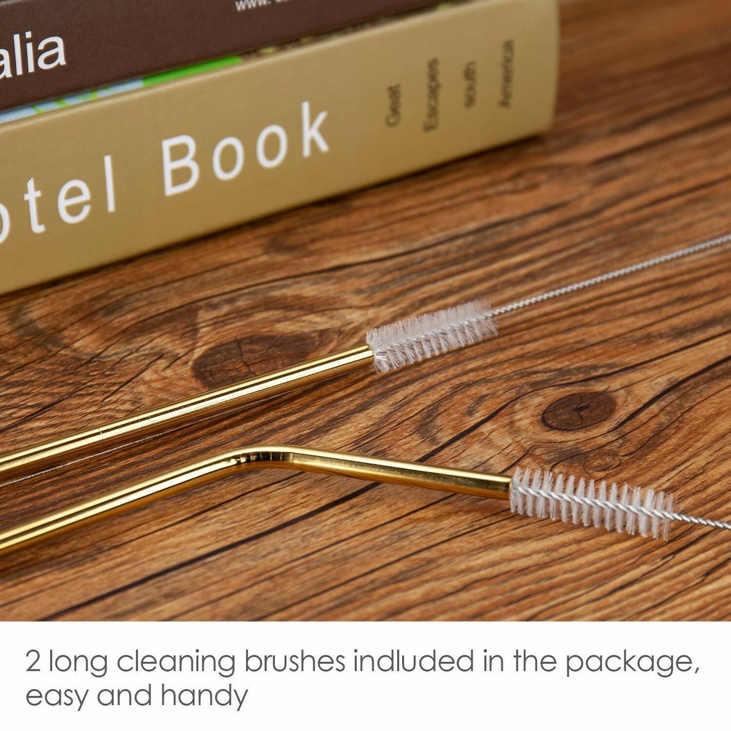US 8pcs 10.5" Stainless Steel Ultra Long Metal Cocktail Straw + 2 Cleaner Brush