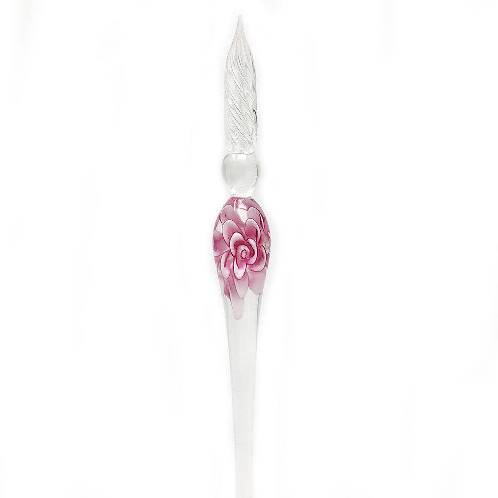 US 3D Glass Signature Pen Nib Elegant Crystal Dip Sign Pen w/ Box Gift Holiday