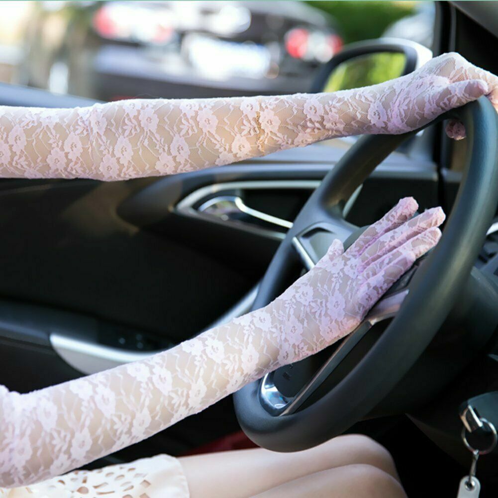 US Sexy Lace Gloves Thin Long Bride Wedding Party Arm Elbow Prom Driving 19.7''