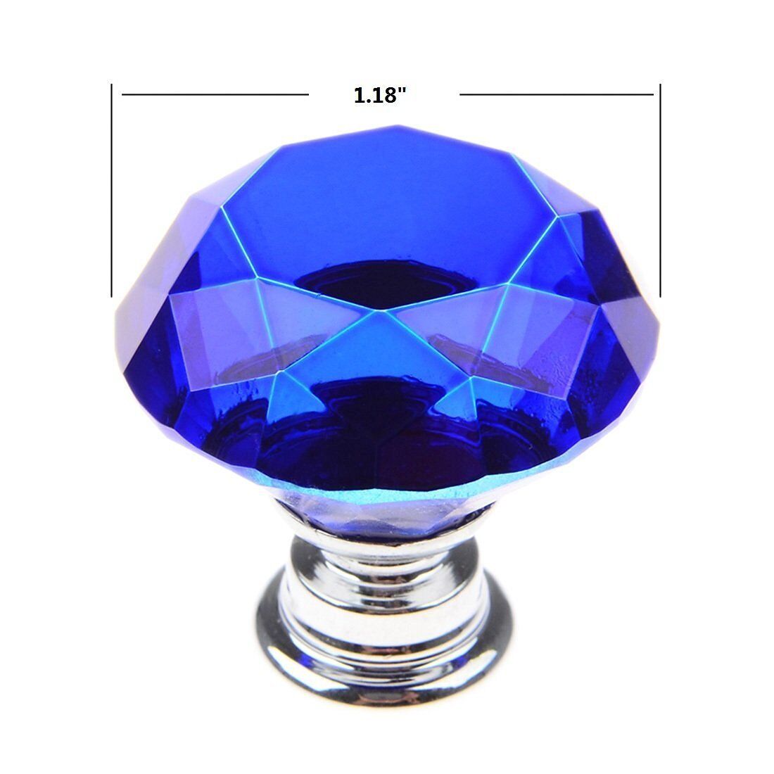 10Pcs Crystal Glass Cabinet Knob Diamond Shape 30mm Drawer Cupboard Handle Pull