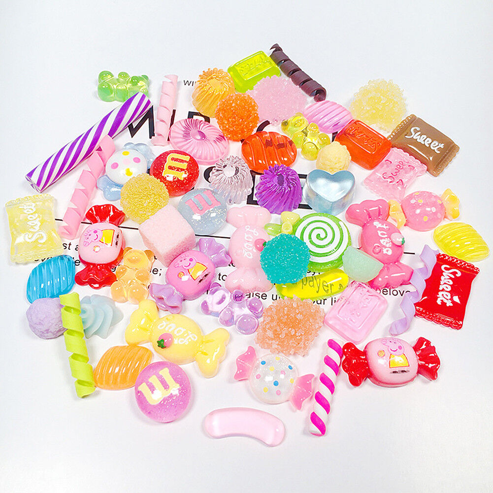 US 15~100 Pc Slime Bread Candy Unicorn Resin Flat Back Scrapbooking Charms DIY