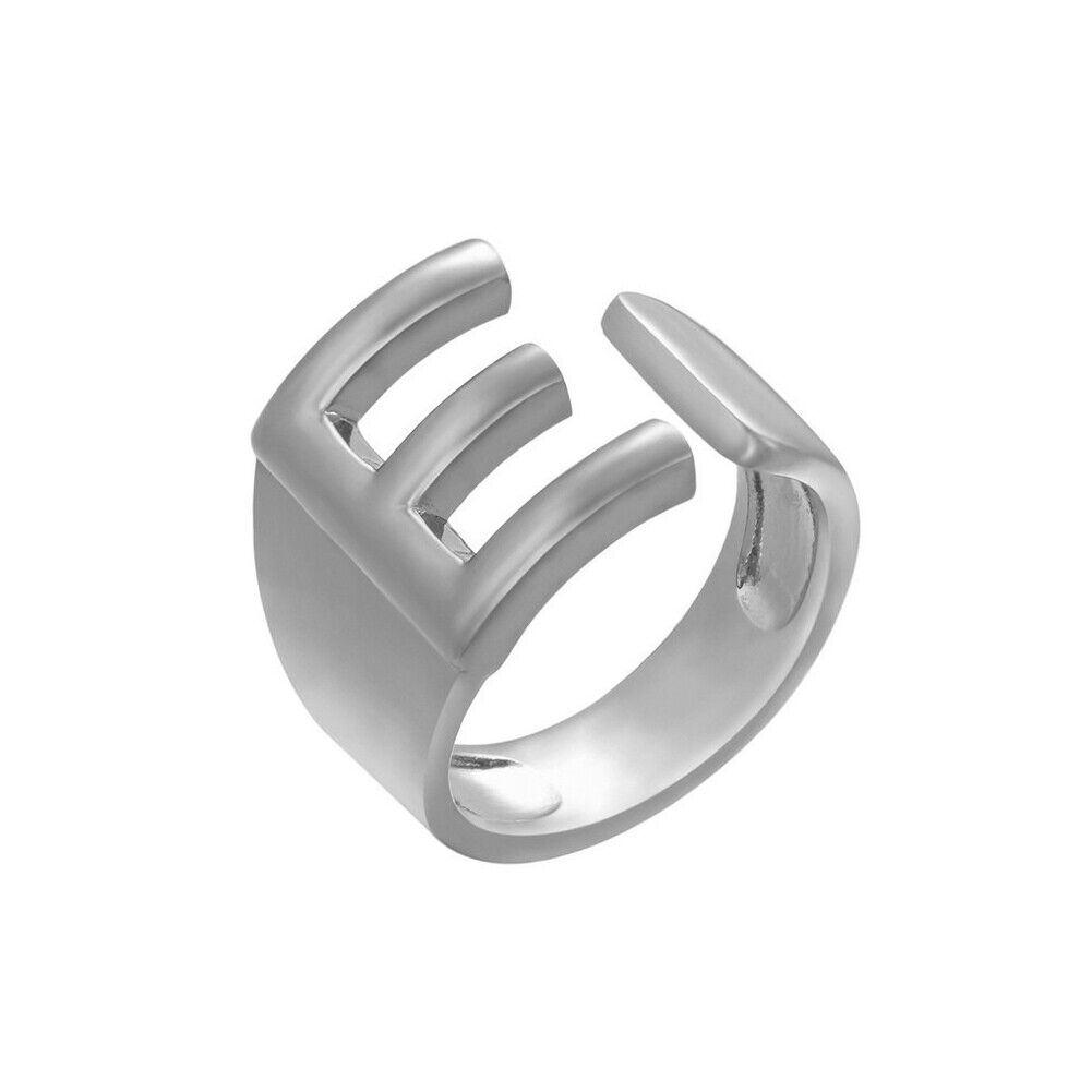 US Alphabet Letter A to Z Resizable Knuckle Ring Initial Gold Silver Letter Ring