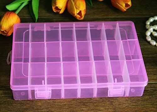 2 Pack 24 Grids Plastic Storage Box Jewelry Earring Tool Containers Organizer