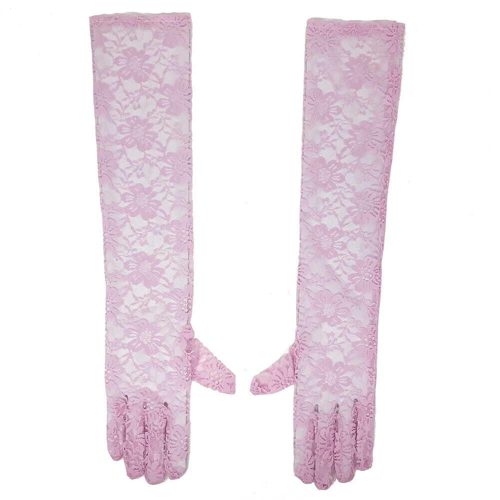 US Sexy Lace Gloves Thin Long Bride Wedding Party Arm Elbow Prom Driving 19.7''