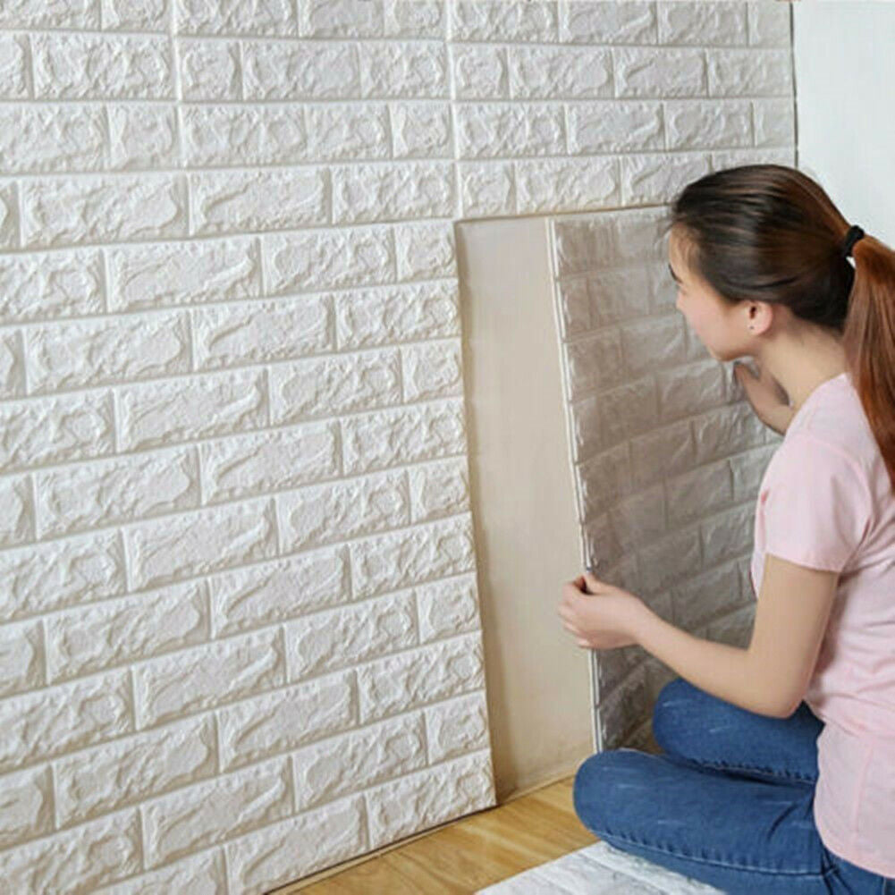 Premium PE Foam 3D Self Adhesive DIY Large Panels Wall Stickers Embossed Brick