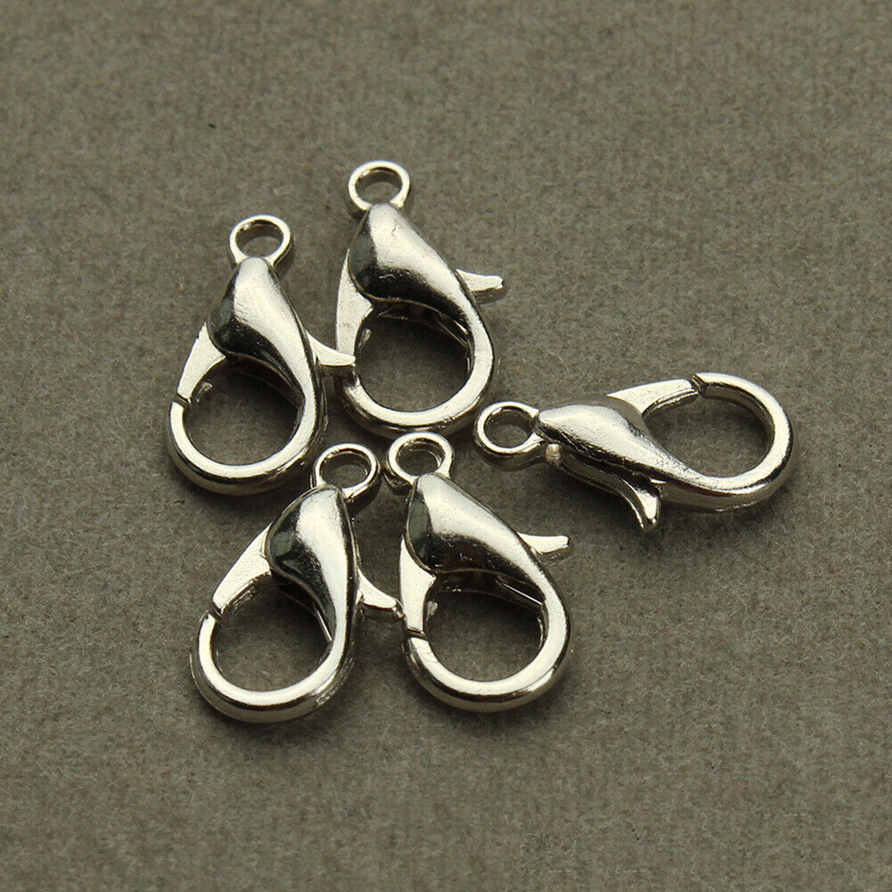 US 50 Pack Lobster Clasp Necklace Bracelets Jewelry Accessories DIY 10/12/14mm