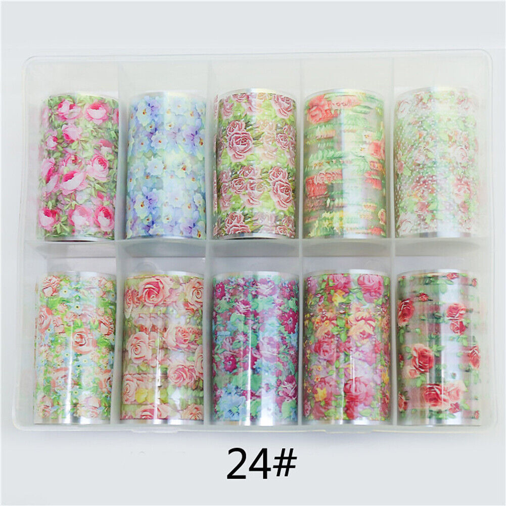 US 10 Sheets Galaxy/Marble/Flower Nail Decal Nail Art Transfer Sticker Decor