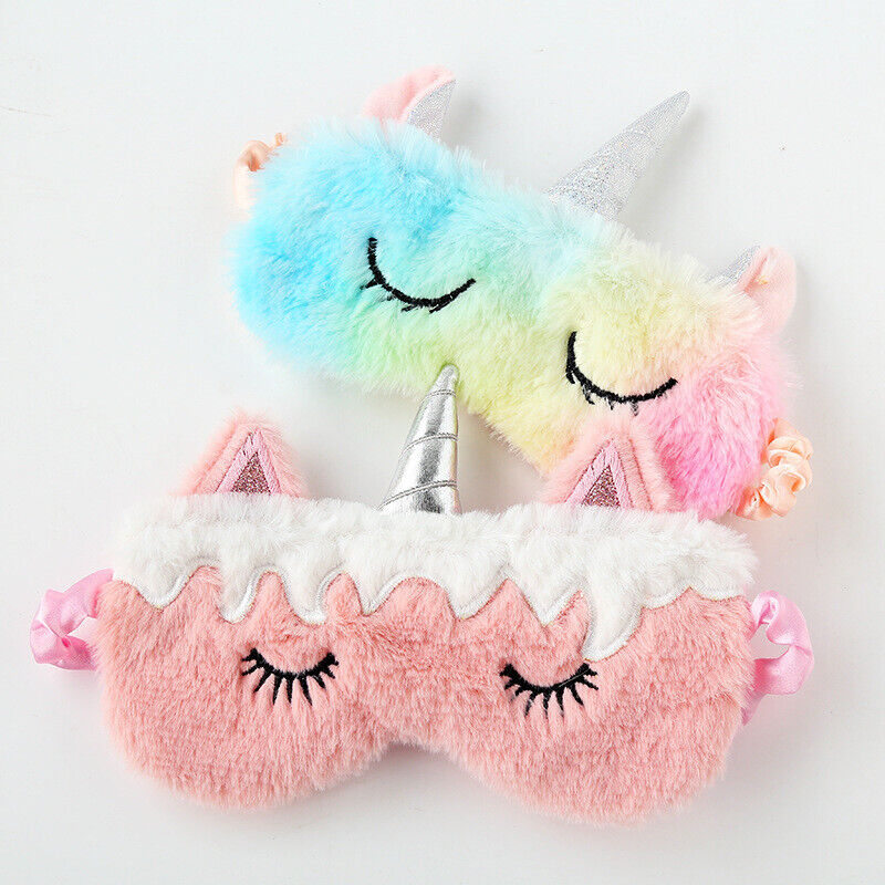 US Unicorn Animal Eye Mask Soft Plush Sleep Masks Sleeping Blindfold Traveling