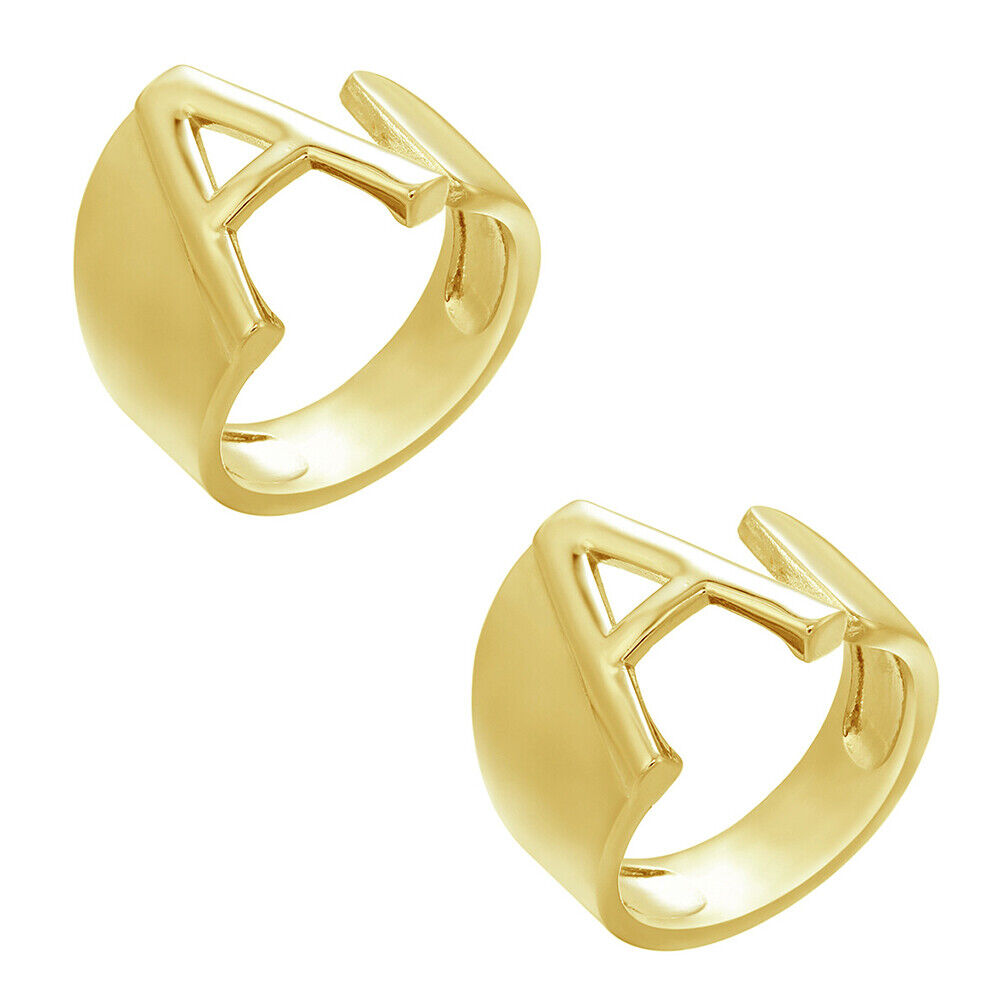 US Alphabet Letter A to Z Resizable Knuckle Ring Initial Gold Silver Letter Ring