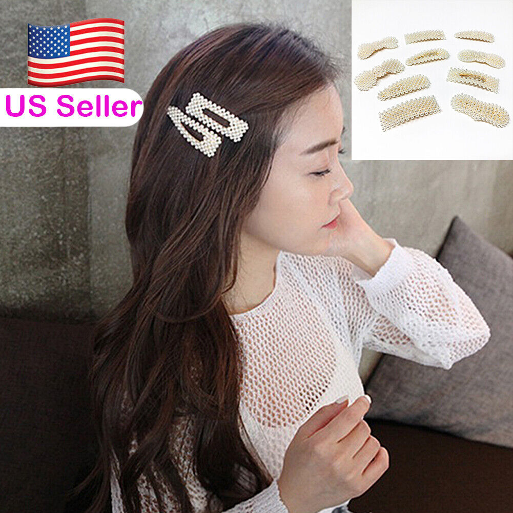US 10-20Pcs Pearl Hair Clip Barrettes Women Girl Bobby Barrette Hairpins Vintage