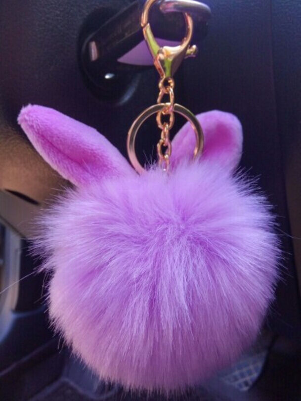 Rabbit Fur Ball/Rabbit Ear PomPom Cell Phone Car Pendant Handbag Key Chain Ring