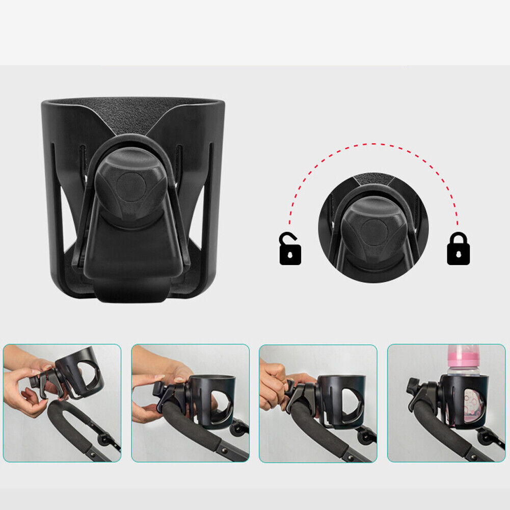 US Universal Stroller Cup Holder Bike Wheelchair 360 Degrees Rotation Clamp-on