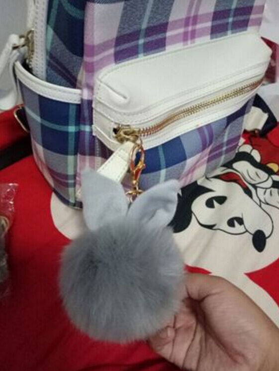 Rabbit Fur Ball/Rabbit Ear PomPom Cell Phone Car Pendant Handbag Key Chain Ring