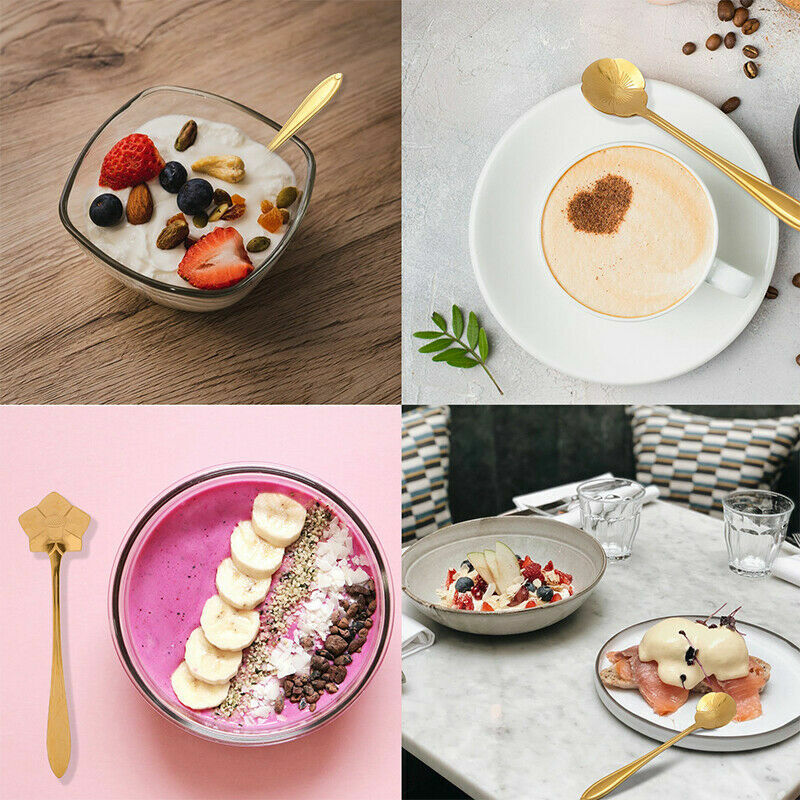 8 Pack Magik Floral Stainless Steel Tableware Creative Flower Coffee Spoon Set