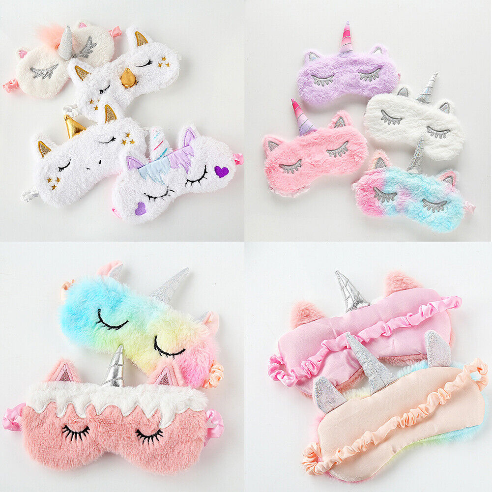 US Unicorn Animal Eye Mask Soft Plush Sleep Masks Sleeping Blindfold Traveling