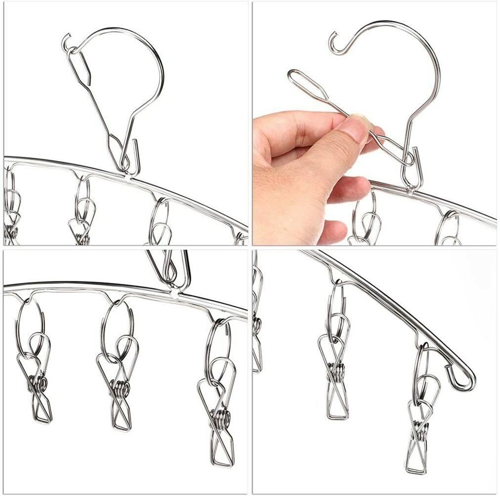 US 3-6 Pack Stainless Steel Laundry Drying Rack Clothes Socks Hanger w/ 10 Clips