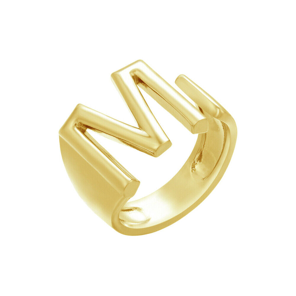 US Alphabet Letter A to Z Resizable Knuckle Ring Initial Gold Silver Letter Ring