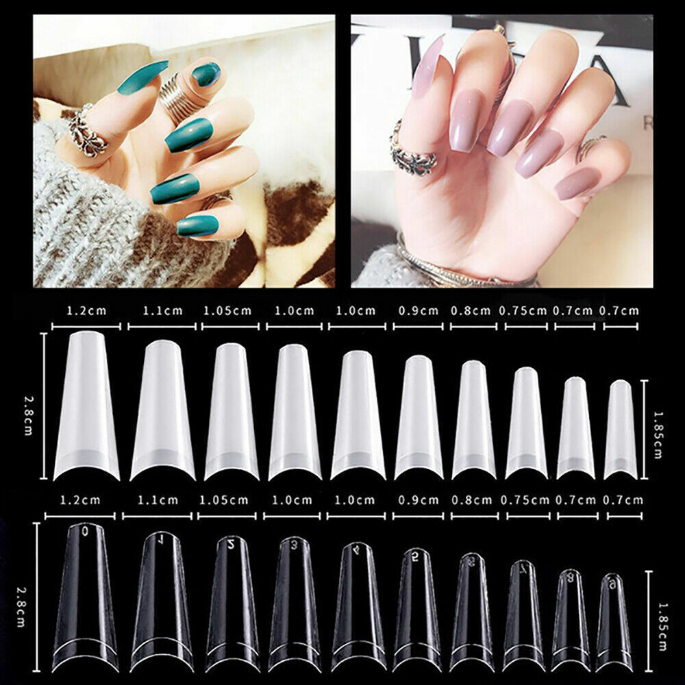 US 500-1000Pc Clear Natural Salon Half French False Acrylic Nail Art Cowboy Tips