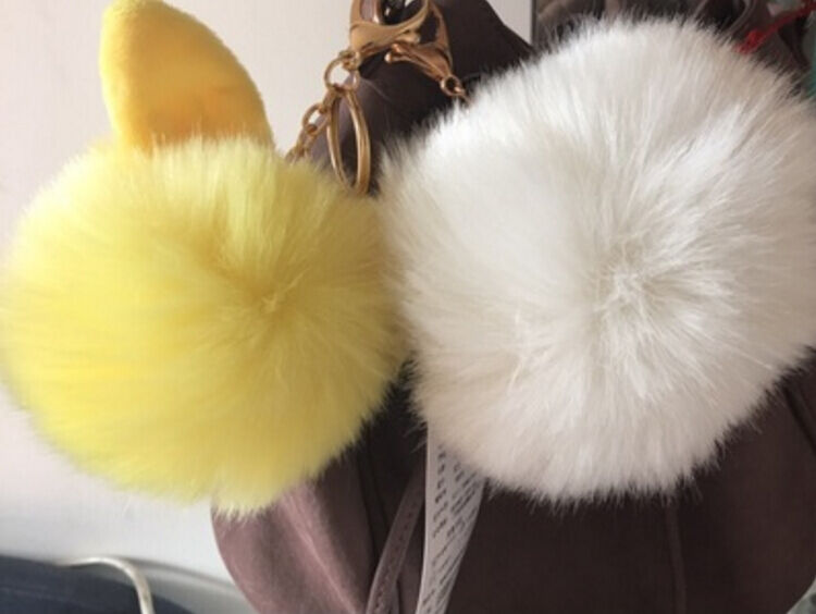 Rabbit Fur Ball/Rabbit Ear PomPom Cell Phone Car Pendant Handbag Key Chain Ring