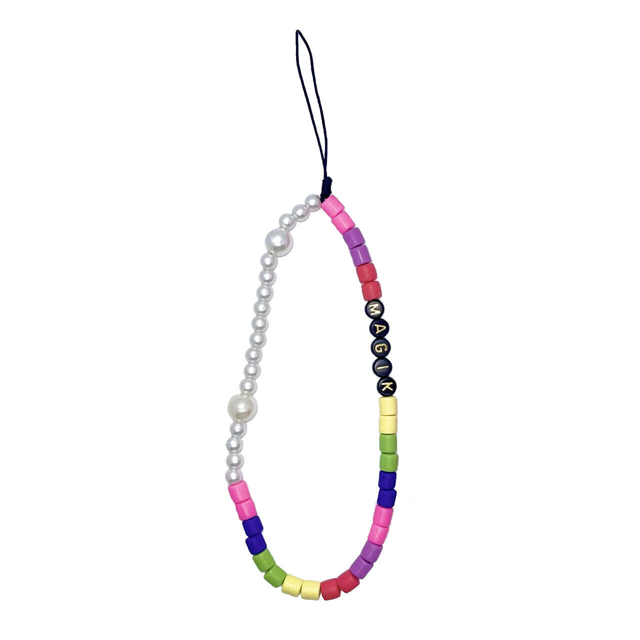 US Personalized Beaded Phone Lanyard Name Chain Wristlet Strap Charms Y2K Vibe