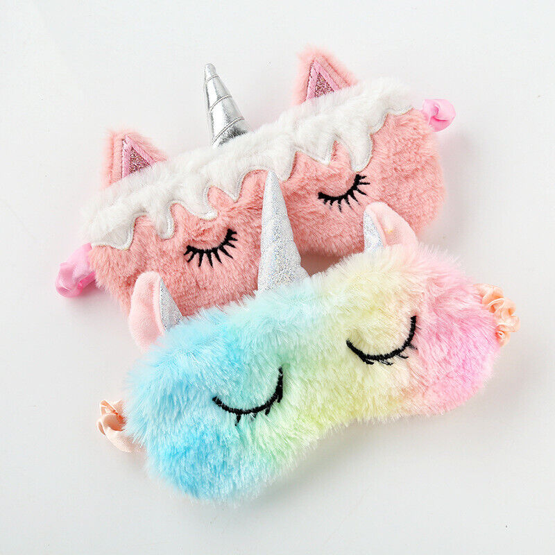 US Unicorn Animal Eye Mask Soft Plush Sleep Masks Sleeping Blindfold Traveling