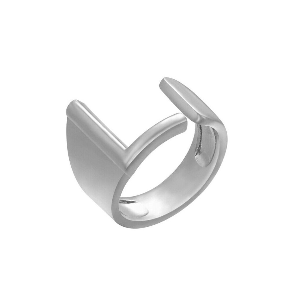 US Alphabet Letter A to Z Resizable Knuckle Ring Initial Gold Silver Letter Ring