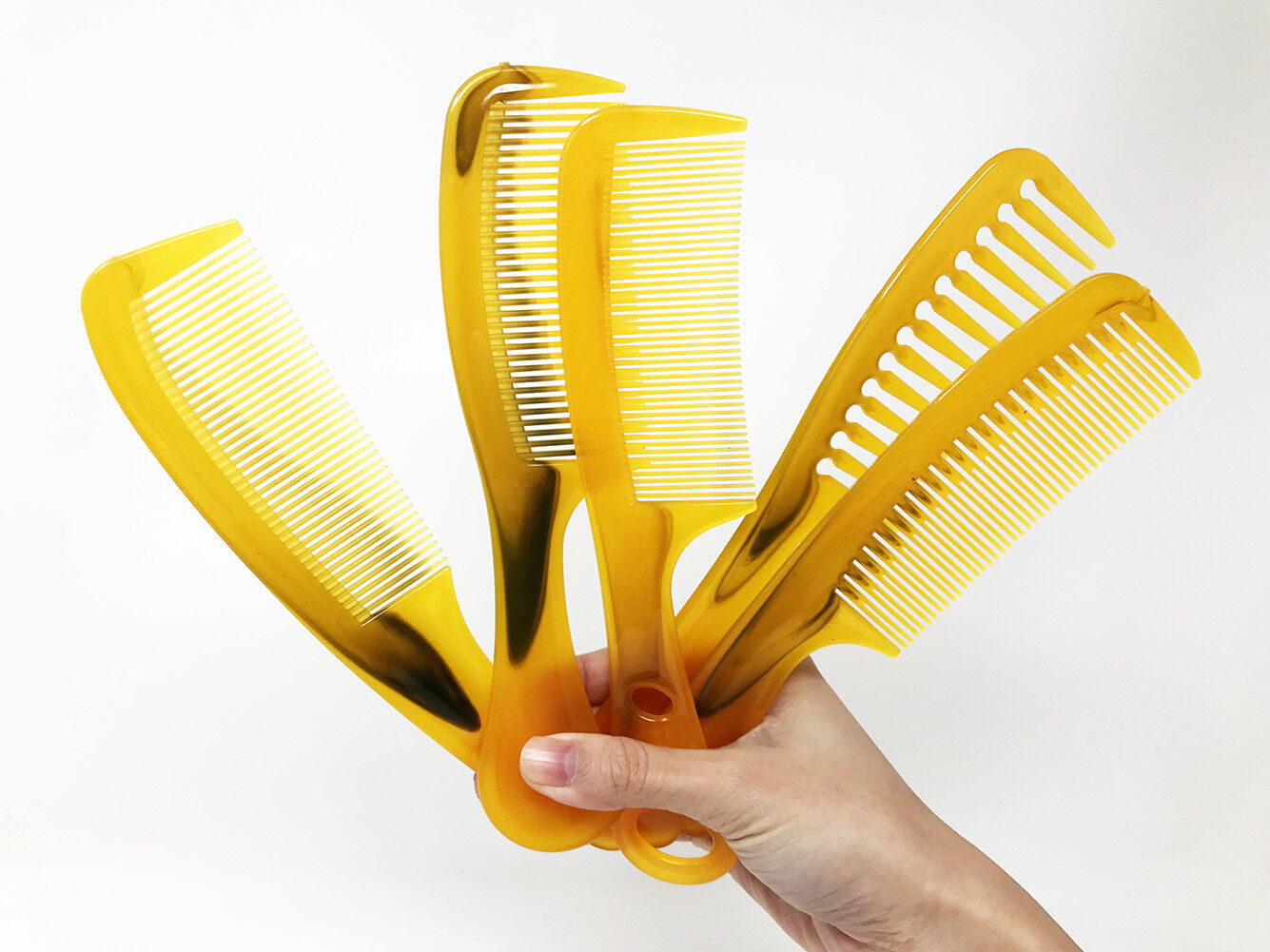 3~5 Pack Massage Tendon Comb Natural Amber Ox Horn Portable Hair Beard US Seller