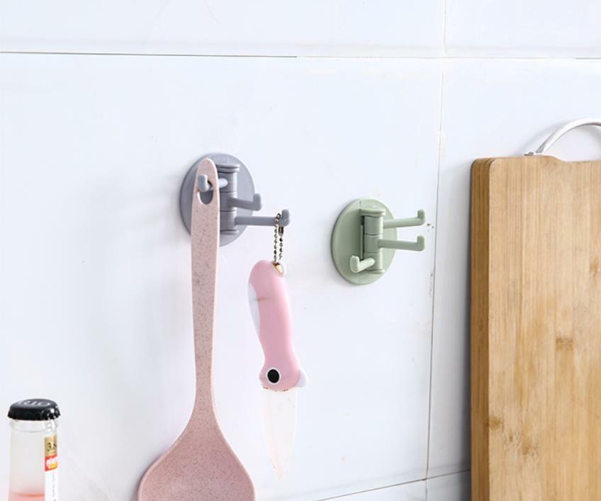 US 12-24PC Colorful 3-Hooks Self-adhesive Wall Hooks Hanger Kitchen Bathroom
