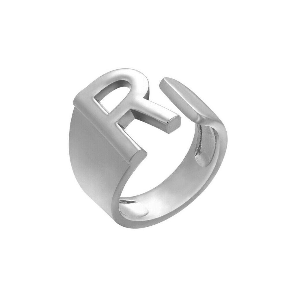 US Alphabet Letter A to Z Resizable Knuckle Ring Initial Gold Silver Letter Ring