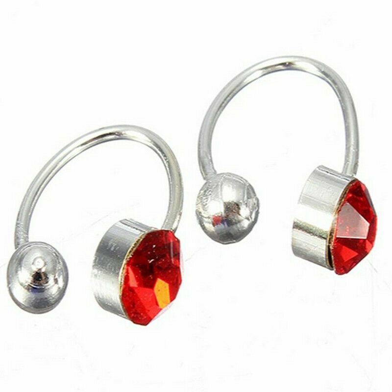 US 2Pcs Crystal Ear Cuff U Shape Wrap Earrings Non Piercing Rhinestone Clip-on