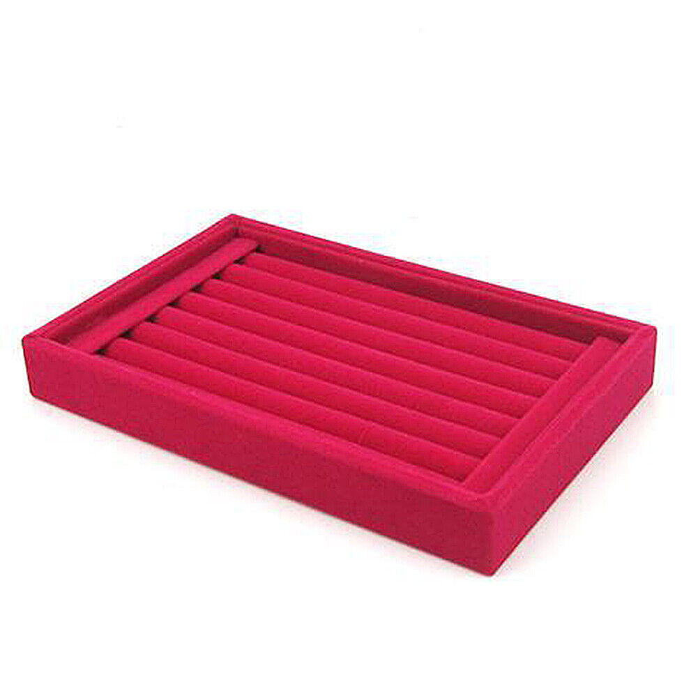US 1-2 Pc Velvet Jewelry Ring Display Organizer Tray Holder Earring Storage Case