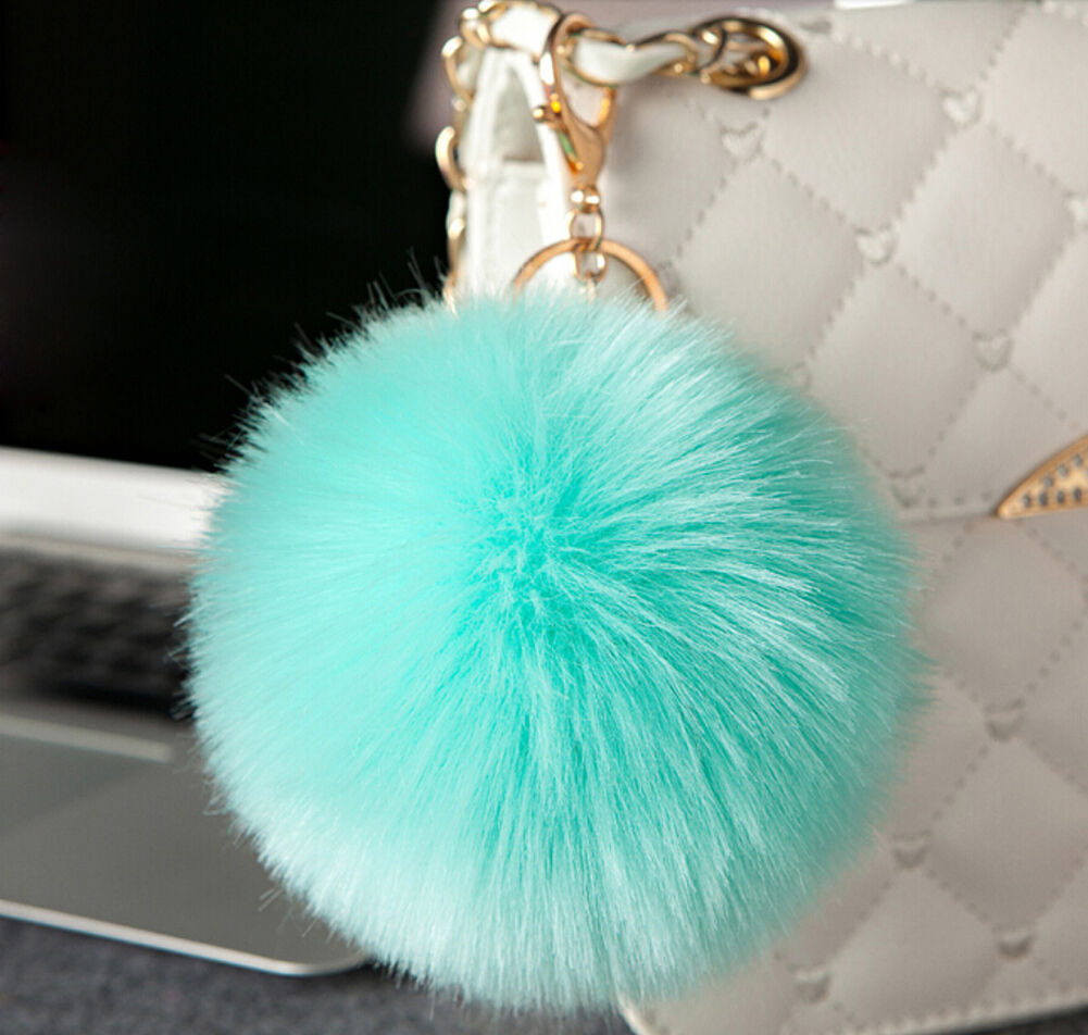 Rabbit Fur Ball/Rabbit Ear PomPom Cell Phone Car Pendant Handbag Key Chain Ring